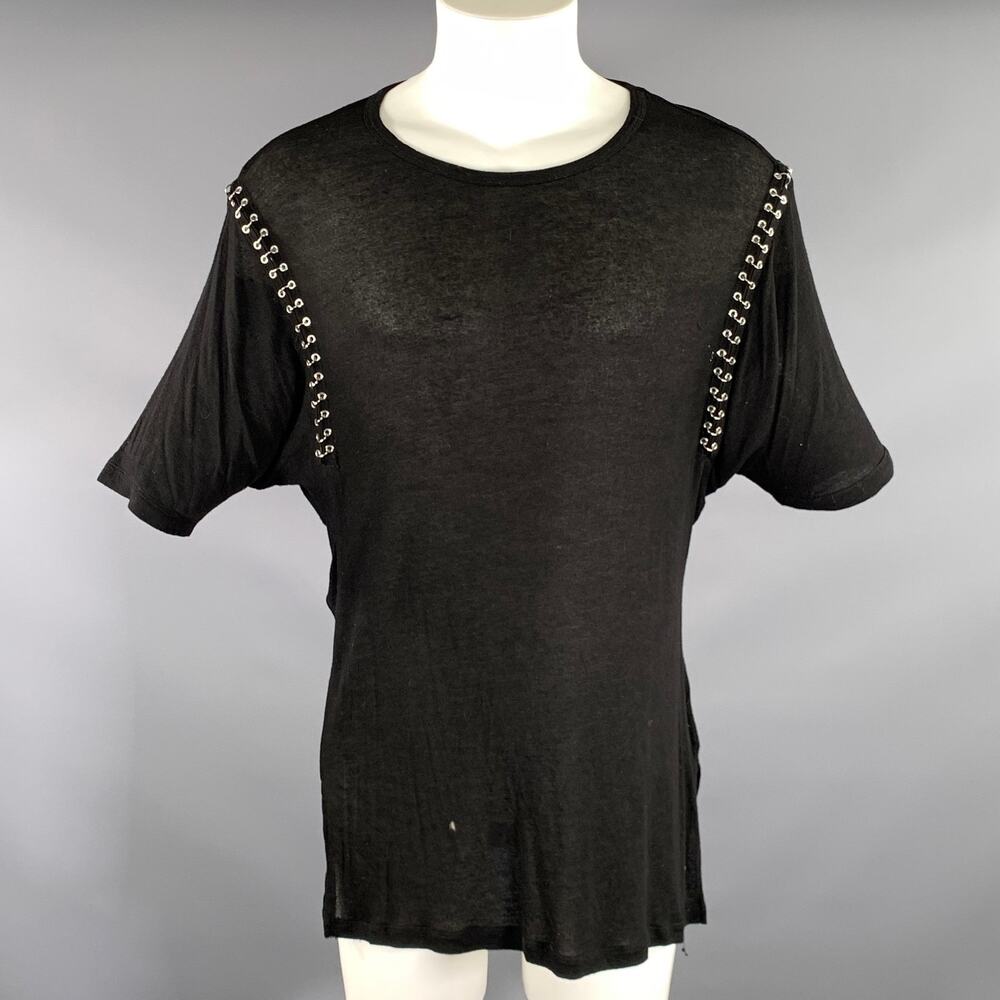 IRO Size XS Black Silver Hardware Lyocel polyurethane See Through T shirt